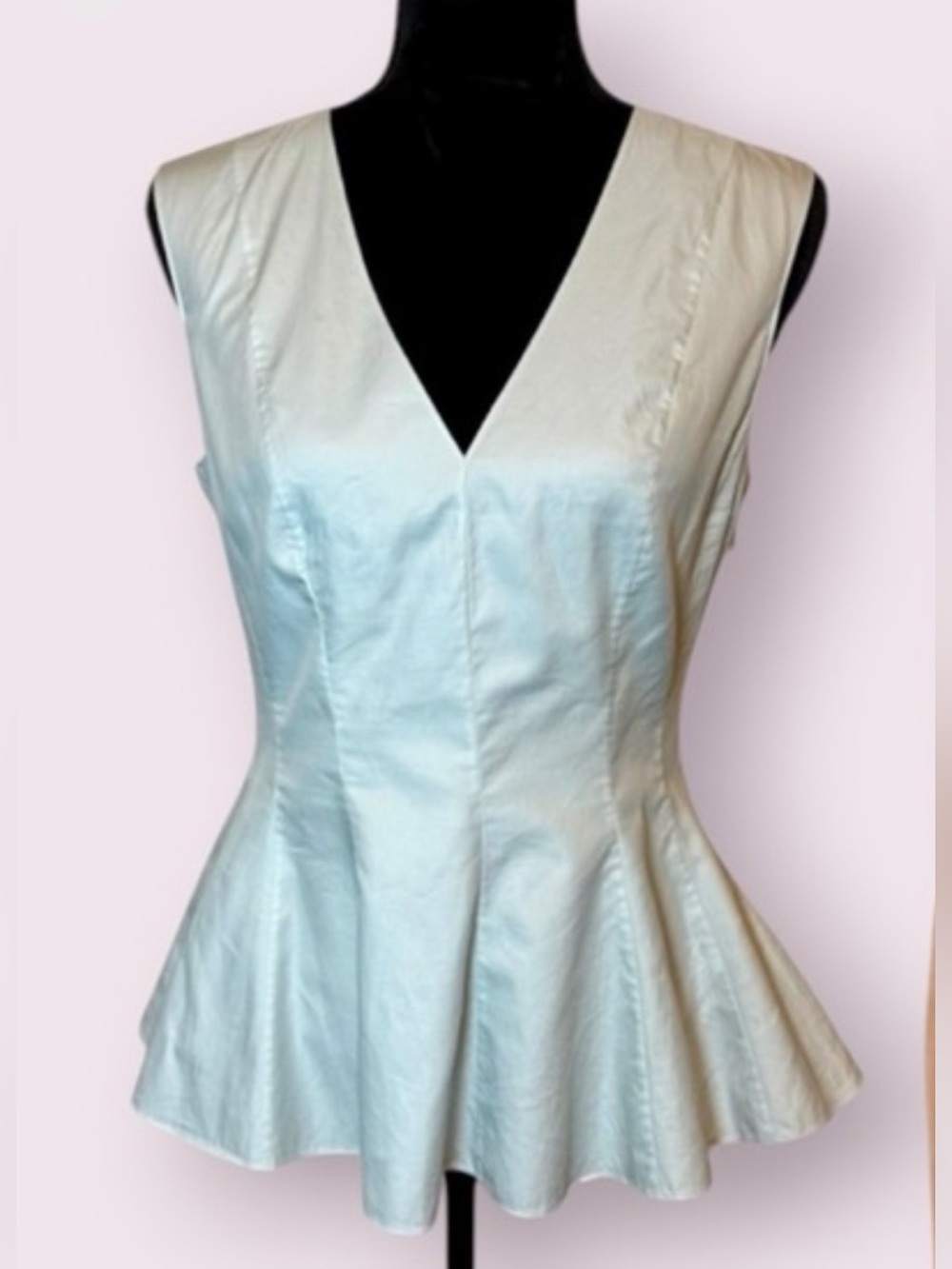 Theory Perfect Peplum cotton Top Pale Blue Size Small